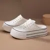 Zapatillas sin cordones de EVA con suela gruesa para pareja, media zapatilla deportiva blanca para mujer, zuecos para exteriores