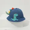 Chapéu de Passeio de Primavera Desenho Animado Dinossauro Pequeno Chapéu de Bacia Infantil Chapéu de Pescador Fino Protetor Solar Versátil Chapéu de Moda para Bebê de Jardim de Infância