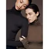 Prenda interior de punto de alta gama, elegante, de cuello alto para mujer, un suéter chic y hermoso de corte ajustado para otoño e invierno, perfecto como capa interior o como top de cuello alto
