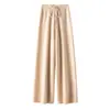 Pantalones de lana gruesa de pierna ancha adelgazantes de talla grande para mujer, otoño e invierno, de cintura alta, corte holgado, pantalones largos de cachemira hasta el suelo