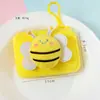 Bolsa de monedas de peluche de abeja de dibujos animados, mini bolsa para estudiantes, colgante para llavero, linda bolsa portátil para guardar auriculares