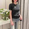 Roupas Zhengqite/Suéter de Lã Estiloso de 3 Cores, Camiseta de Tricô Feminina Fofa de Manga Curta para Primavera, Suéter de Tricô Trançado