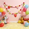 Decoração de banner de aniversário de morango, decoração criativa colorida para casa, conjunto de bandeirolas, decoração de festa, adereços para fotos