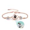 Pulsera de Proyección de Plata S925 Femenina 100 Te Amo Pulsera Creativa Simple Temperamento Comercio Exterior Foto Texto Personalizado