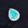 Anillo de tremolo seleccionado estrictamente de imitación de turmalina Paraiba natural, anillo de gota de agua con forma de pera azul y verde Diana