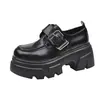 Sapatos femininos de couro com design único estilo britânico, novo modelo outono 2026, versáteis com saias, mocassins de sola grossa