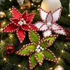 Venta Caliente Transfronteriza Flor de Navidad de Simulación Flor de Navidad Tridimensional Decoraciones Navideñas Rojas Corona Flor de Navidad de Simulación al por Mayor