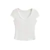 Atacado de Roupas Femininas Transfronteiriças Estilo Europeu e Americano Nova Coleção Primavera 2026 Blusa de Manga Curta com Decote V Moda Casual Versátil Camiseta