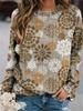 Sudadera de cuello redondo de manga larga con estampado floral, holgada y estampada, ideal para Europa y América, otoño e invierno 2022.
