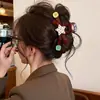 Pinza para el pelo floral coreana para mujer, modelo nuevo de alta gama 2026, tamaño grande para cabello grueso, pinza de tiburón para la parte posterior de la cabeza