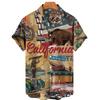 Camisa Masculina Nova 2023 AliExpress Transfronteiriça Camisa Retro Rua Nº 66 Camisa Havaiana de Manga Curta Impressa em 3D