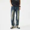 Roupas Masculinas Fengshe / Nova Coleção Primavera e Outono 2026 Marca de Moda High Street Americana Design Retrô Jeans Afunilado Simples e Único