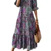 Primavera e verão 2025 novo europeu e americano estação independente Amazon wish transfronteiriço feminino estampado gola V tamanho plus vestido feminino