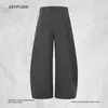Calça casual xadrez estilo americano com perna curva para homens, calça de perna larga moda de rua de corte solto, calça versátil oversized comprida