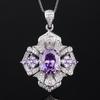 Conjunto de Joias de Três Peças Anel de Esmeralda Sintética Retro Europeu e Americano Colar de Diamante Kunzita Pulseira de Pedra Roxa