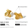 Brincos de Aço Inoxidável com Design de Flor Irregular Banhados a Ouro 18K Estilo Ins Europeu e Americano para Mulheres, Brincos de Moda de Nicho Não Desbotam