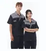 Ropa de Protección Laboral de Manga Corta de Verano, Ropa de Trabajo Delgada y Transpirable, Ropa Resistente al Desgaste para Reparación de Automóviles, Ropa de Fábrica, Ropa de Trabajo para Taller de Poliéster y Algodón al por Mayor