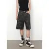 Shorts Jeans Camuflado de Verão Tendência Americano Retro Masculino e Feminino de Comprimento Médio Soltos Retos Casuais de Perna Larga