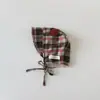 Chapéu de Bebê Yipan Outono Inverno Novo Xadrez Duplo Pompom Chapéu Lolita Chapéu à Prova de Vento para Bebê e Criança Pequena Chapéu com Proteção para as Orelhas de Menina