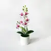 Planta em vaso de orquídea phalaenopsis artificial de 6 flores estilo europeu para decoração de casa e sala de estar, bonsai de planta verde com toque realista, ornamento de vaso de flor artificial