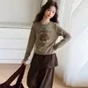 Conjunto de Otoño para Niñas 2026 Nuevo Modelo para Niños Mayores, Conjunto de Dos Piezas Estampado de Manga Larga Maillard, Algodón Puro para Niños Mayores en Primavera