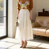 Falda de retazos romántica de terciopelo y malla para mujer, diseño de nicho estilo francés, otoño e invierno, falda plisada de color liso de cintura alta