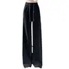 Pantalones de pierna ancha transfronterizos para mujer, pantalones rectos delgados de verano, cintura alta adelgazantes, colgantes holgados con cadena, pantalones casuales