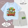 Plantas vs. Meninos. Conjunto de Roupa de Verão 2025 Novo Algodão Puro Roupas de Verão Camiseta Infantil Conjunto