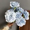Diseño de Escena de Boda con Flores Artificiales Azules, Arreglo de Piso con Flores Falsas, Phalaenopsis, Tulipanes, Arreglo Floral Decorativo Suave