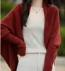 2026 Ropa de Abrigo con Temperamento Cárdigan de Manga Murciélago para Mujer Capa Holgada Perezosa Suéter de Punto Abrigo Chal Top Otoño Invierno