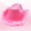 Chapéu de Cowboy Rosa Amazon Borda Crua Chapéu de Cowboy Ocidental Coroa de Pele Rosa Chapéu de Cowboy Rosa para Menina Aniversariante