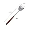 Espátula de Cocina de Acero Inoxidable 304 Color Nogal Retro Herramientas de Cocina Hogareñas Mango de Madera Cuchara para Servir Cuchara para Fondue