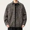 Camisa americana de calle con estampado de leopardo para hombre, manga larga, nuevo estilo primavera/otoño 2026, de alta gama, elegante, moderno, algodón puro, top de corte holgado