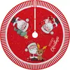 Falda para árbol de Navidad, falda redonda para base de árbol de decoración navideña, falda para árbol de tela con diseño de Papá Noel y muñeco de nieve, 120 cm de diámetro