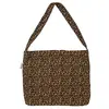 Bolsa de Lona Estilo Ins Coreano com Estampa de Leopardo, Bolsa Transversal de Ombro, Bolsa Tote de Grande Capacidade para Mulheres