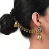 Venta Directa de Fábrica del Nuevo Conjunto de Dos Piezas de Aretes y Cadena para Oreja Estilo Bohemio de Lujo Ligero Retro con Flor, Perla y Borla de Pedrería