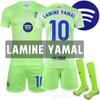 242519 Yamal 9 Levan 10 Messi Basser verde fluorescente Barcelona nuevo anuncio 2 uniforme de fútbol visitante