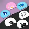 Gorro de natación de silicona para niños al por mayor para niños y niñas cabello largo sin cabeza natación caliente manantial caricatura tamaño grande gorro infantil generación cabello