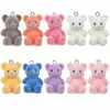 Adornos de animales flocado de resina, figuras 3D, llaveros DIY, colgantes para bolsos, accesorios, cadenas para teléfono móvil, colgantes