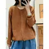 Cárdigan de punto con cuello redondo estilo coreano para mujer, nueva prenda exterior artística vintage de primavera y otoño, abrigo suéter de manga larga holgado y casual