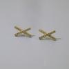Pendientes con diseño de cruz y diamantes, chapados en plata de nicho, de alta gama, para celebridades de Internet, temperamento femenino, personalidad coreana, combinables.