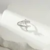 Venda Quente Transfronteiriça Anel de Moda Luxo Leve Borda Zircônia Borboleta Flor Feminino Elegante Versátil Sentido de Alto Padrão Joia Exquisita