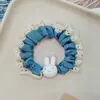 Gatito Dulce y Lindo Mezclilla Banda para el Cabello Intestino Delgado Flor Banda Elástica Alta Accesorios para el Cabello de Mujer para Cola de Caballo Baja