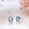 Aretes de botón de plata esterlina aretes de lágrimas de sirena de espuma azul elegante Corea del Sur frescos de alta gama Mori aretes simples
