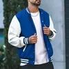 Chamarra de Béisbol Transfronteriza para Hombre, Chamarra de Vuelo, Forro Polar de Primavera y Otoño, Estilo Casual Holgado Clásico, Costura Horizontal a Máquina, Cuello Alto, Chamarra de Béisbol con Botones