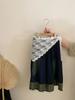 Estilo Coreano Verão Novo Colete de Renda Sem Mangas para Meninas 2025 Cortina de Peido Jeans Casual com Costura de Renda Conjunto de Duas Peças