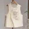 Novo Colete Off-White Bordado Pesado Estilo Chinês para Mulheres, Novo Modelo Primavera 2026, Top Versátil de Alta Qualidade Elegante Sem Mangas