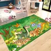 Alfombra de Dinosaurio de Dibujos Animados de Terciopelo de Cristal, Linda Alfombra para Gatear para Habitación Infantil y Dormitorio, Alfombra de Piso Antideslizante y Resistente a Manchas para Sala de Estar y Mesita de Noche