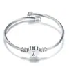Pulseira de Aço Inoxidável em Formato de Coração com Letras, Pulseira de Aço Titânio Carta de Amor, Pulseira Versátil Aberta em Formato de Coração Feminina, Direto da Fábrica de Origem
