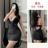 Camisola Sexy de Renda e Cetim Roupão de Dormir Decote V Laço Costas Vazadas Emagrecimento Justa ao Corpo Casa Particular Saia Curta 519